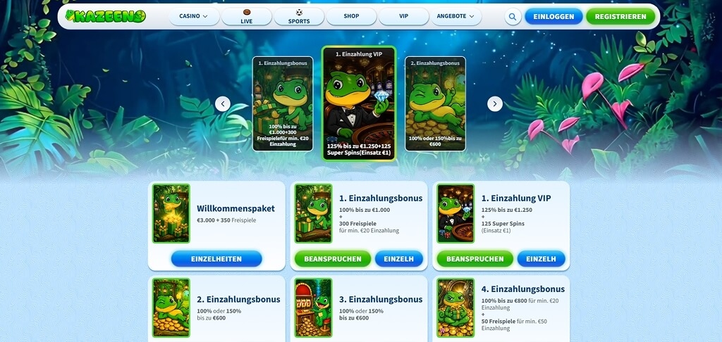 Kazeeno-Promotions-Übersicht