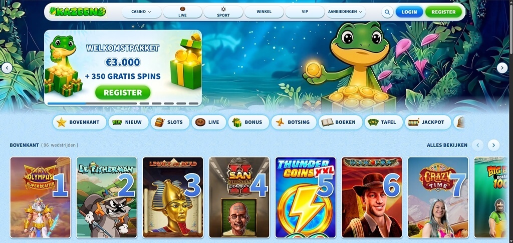 Overzicht van de Kazeeno-casinolobby